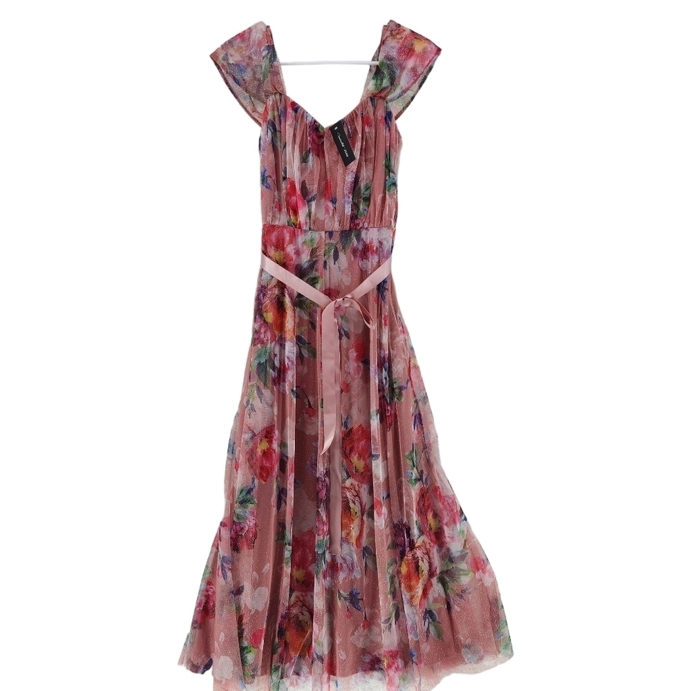 Candalite Women's Floral Off-The-Shoulder Long Tulle Dress - MP